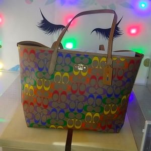 Coach Rainbow Signature CTY Tote